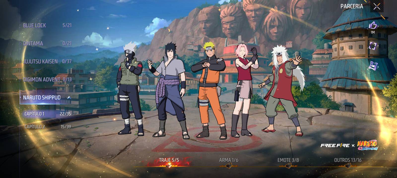 Conta Free Fire Fada, Naruto, Sasuke - NV-55
